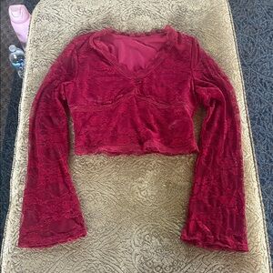 SHEIN Burgundy Lace Top